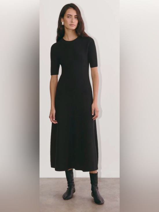 Everlane Dresses & Skirts - Everlane The Ribbed Sweater Dress Black Organic Cotton Merino Knit Size Large